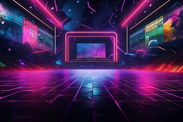 Vibrant empty gaming content thumbnail background Generative AI 