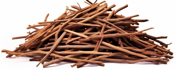 pile of twigs, isolated on white background, Generative AI