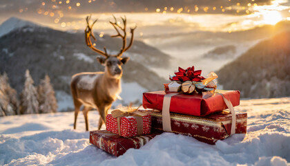 regali di natale neve cervo pacchetto regalo 