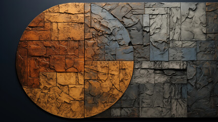 Background with Irregular, Contrastingly Colored Stone Slabs Arranged in an Abstract Composition, Displaying a Bold and Innovative Design Solution for a Visually Striking and Unconventional Aesthetic