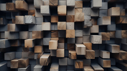 Abstract Background with Wooden Rectangular Shapes Arranged in a Circular Pattern, Accentuating the Rich Texture and Grain of the Wood, Creating a Visually Engaging Composition of Organic Elegance