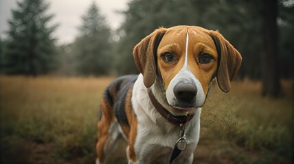 American FoxhoundbDog, portrait of a dog,portrait of a dog ,Close-up portrait photography of Dog,Portrait of a little pet,cute brown dog at home,Portrait of a pet.