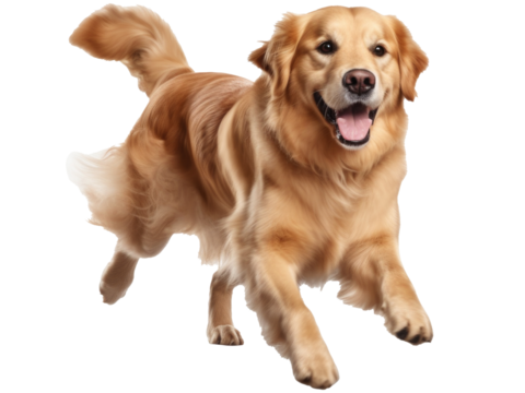 golden retriever dog isolated on transparent background