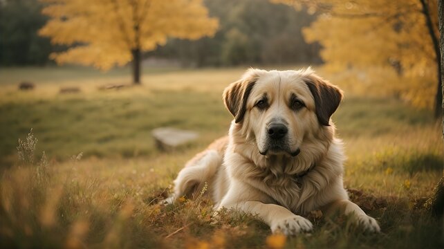 Anatolian Shepherd Dog, golden retriever in the park,portrait of a dog ,Close-up portrait photography of Dog,Portrait of a little pet,cute brown dog at home,Portrait of a pet.