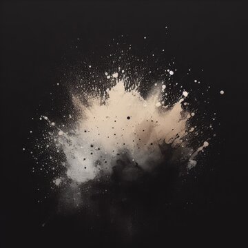 abstract  black white splash on black background