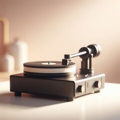 Fototapeta na wymiar turntable with vinyl record on seample background