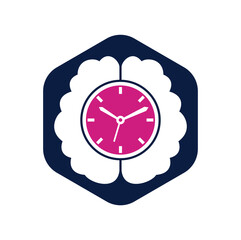 Brain time vector logo template. This design use clock symbol. Time Brain Icon Logo Design Element