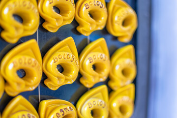Close up of Tortellini magnets from Bologna. Souvenirs in tourist destinations © CarlosMSubirats