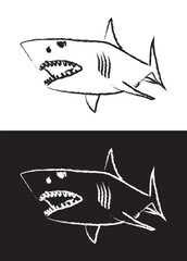 Hand drawn monster shark