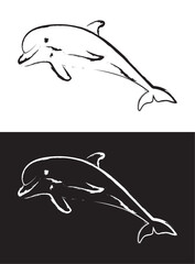 Hand drawn jumping dolphin