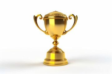 Golden trophy and white background with gold trophy.