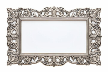 Silver frame and white background with silver frame.