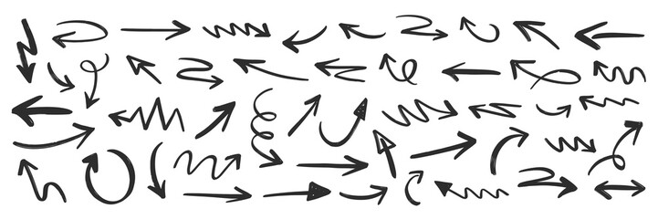 Vector Different Scribbles Arrows Marks Icons Set