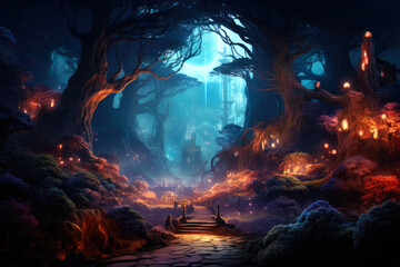 Mystical Path to the Glowing Tree