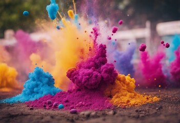 Colorful rainbow holi paint splash color powder explosion image - obrazy, fototapety, plakaty