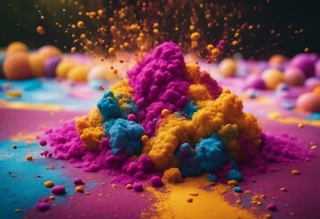 Obraz na płótnie Canvas Colorful rainbow holi paint splash color powder explosion image