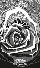Rose flower graffiti with tags vector illustration