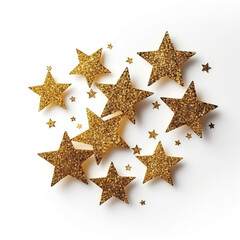 Fototapeta na wymiar Golden stars isolated on white background. Christmas and New Year concept.