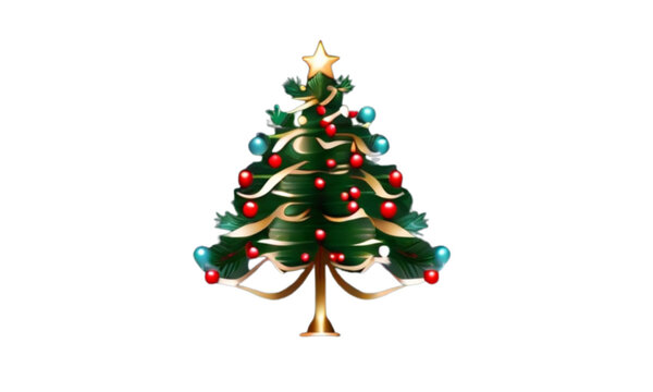 A decorated Christmas tree on a transparent background, provided as a PNG file for easy integration into your projects. This versatile image is perfect for adding festive flair to various creative end