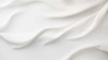 Abstract White Background with Flowing Curves and Folds of Luxurious Heavy Silk, Showcasing the Textured Elegance of Silk Fabric in a Graceful and Sophisticated Composition