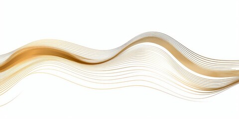 abstract line art wavy flowing dynamic gold isolated on white background in concept luxury, wave, wind, ocean, Generative AI