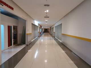 Empty brightly lit walkway