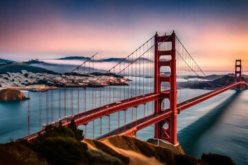 San Francisco .Image of Golden Gate Bridge in San Francisco, California during sunrise.