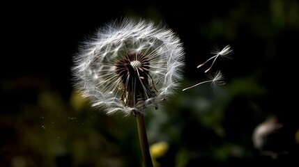 A dandelion releasing its seeds into the wind  AI generated illustration
