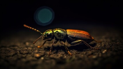 Fototapeta premium A firefly lighting up the night AI generated illustration