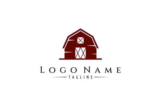 Farm barn vector logo, wooden farm house icon symbol
