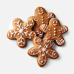 Christmas gingerbread cookies isolated on a white background. 3d rendering