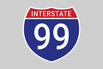 The interstate sign. directional sign. route number of the highway. Vector illustration