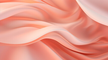 Fototapeta premium Pastel light coral silk fabric flutters in the wind. Textured luxury background. Generative AI.