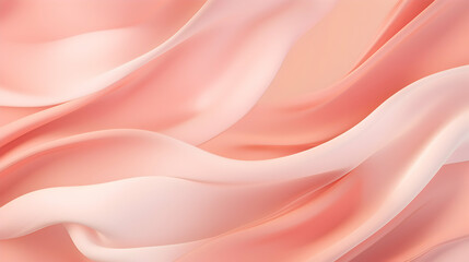Pastel light coral silk fabric flutters in the wind. Textured luxury background. Generative AI.