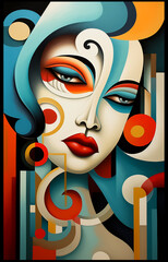  Girl portrait in style of cubism art, perfect, Attractive look