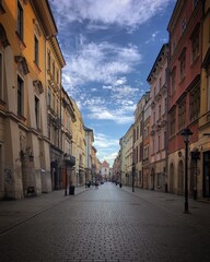 Street in old town Kraków, Poland, July 2018