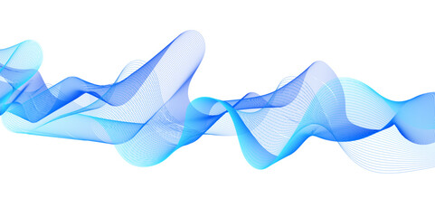 Abstract blue blend wave lines on transparent background. Modern blue flowing wave lines and glowing moving lines. Abstract frequency sound wave lines and technology curve lines background. 