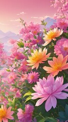 Obraz premium pink and yellow chrysanthemum flowers