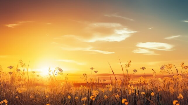 landscape meadow yellow sunset meadow illustration sun sunlight, outdoor summer, light environment landscape meadow yellow sunset meadow