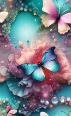 Abstract background with colorful butterflies. .AI