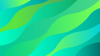 緑色の波型の幾何学模様背景 - obrazy, fototapety, plakaty