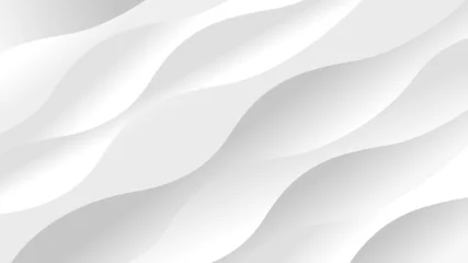 Foto op Canvas 白い波型の幾何学模様背景 © rrice