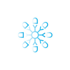 set of snowflake isolated on white background. snowflake, snowflakes, snow, snowy, snowfall, winter, ice, cold, freeze, weather, frost, frozen, blue, white, sticker, clipart, vector illustration