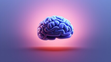 Human brain 3D model bathed in neon glow symbolizing intelligence and endless possibilities of learning and development, modern intricate nature of human cognition