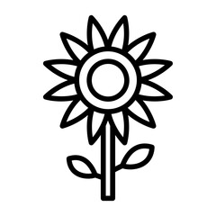 Helianthus, sunflower plant, sunflower head, helianthus annuus, yellow flower icon and easy to edit.