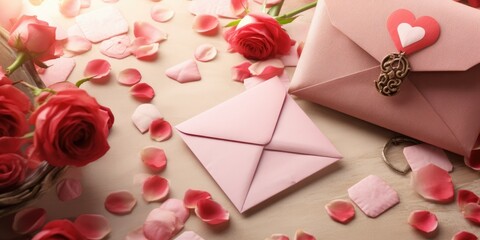 Heartfelt Correspondence - Feature an envelope adorned with hearts, embodying the essence of Valentine's Day