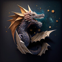 Stellar Fantasy Art: Papercraft Dragon with Stars