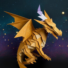 Origami Dragon Majesty: Papercraft Art with Celestial Touch