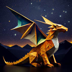 Paper Fantasy Galaxy: Dragon Papercraft with Stars