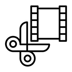 Video editor, movie editor, film cutter, editing professional, film post production. icon and easy to edit.
